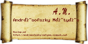 Andrásofszky Mátyás névjegykártya